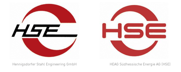 Logos des Stahlbauers HSE (links) und des Darmstädter Energiekonzerns HSE (rechts)